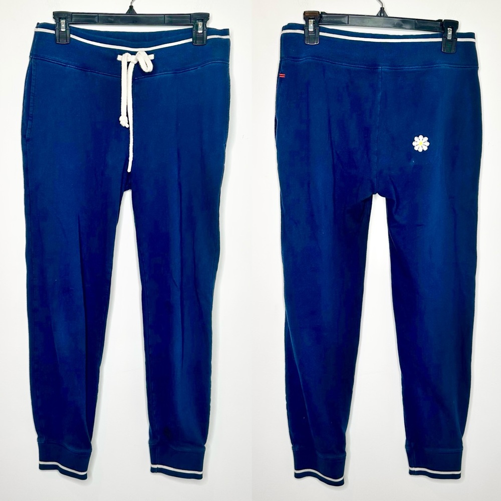La Ligne Navy Blue Varsity Stripe Cotton Jogger Sweatpants